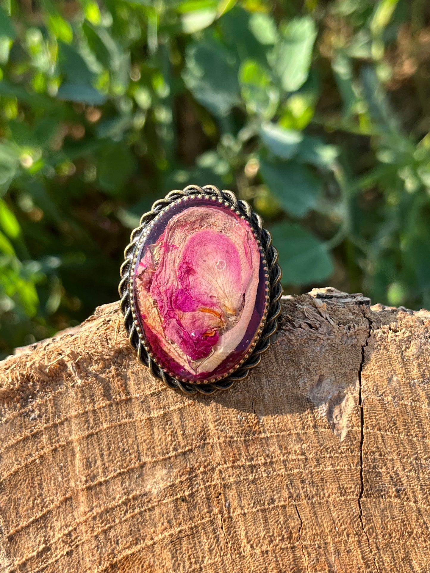 Vintage Dry Flower Resin Ring