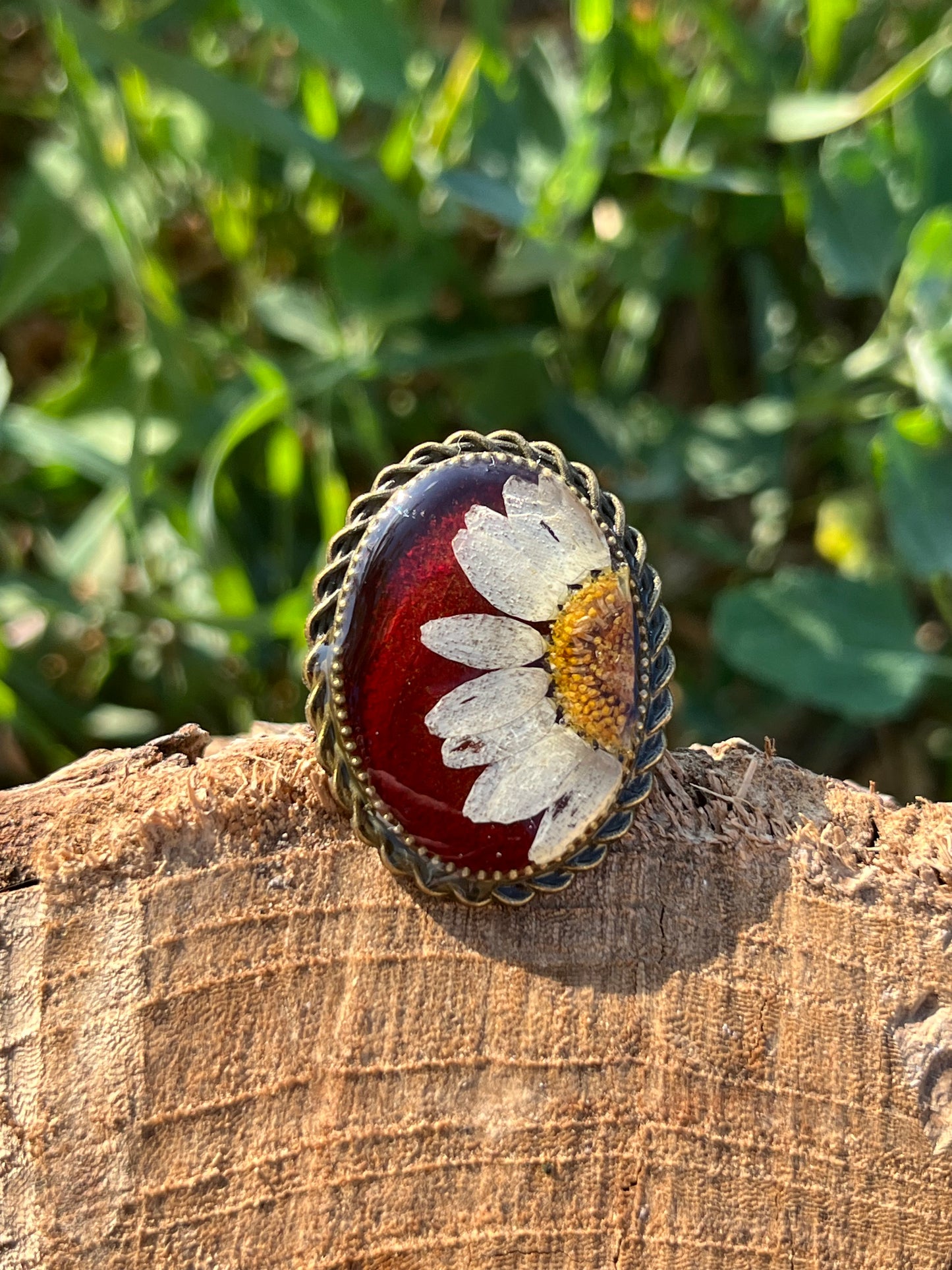 Vintage Dry Flower Resin Ring