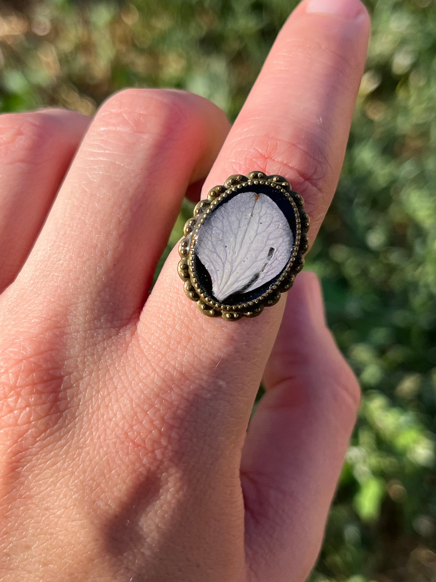 Vintage Dry Flower Resin Ring