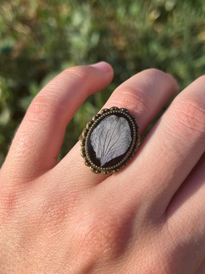 Vintage Dry Flower Resin Ring