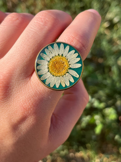 Vintage Dry Flower Resin Ring