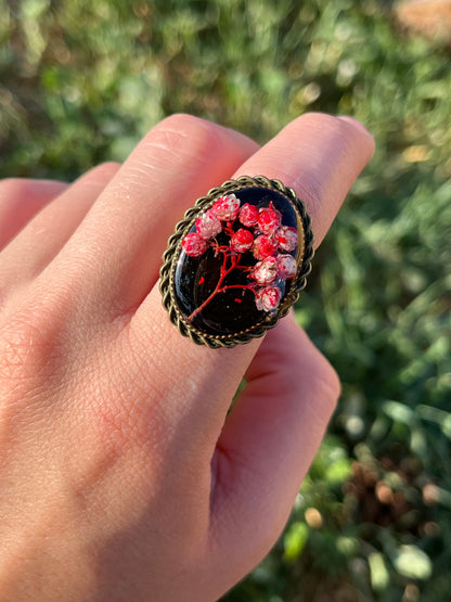 Vintage Dry Flower Resin Ring