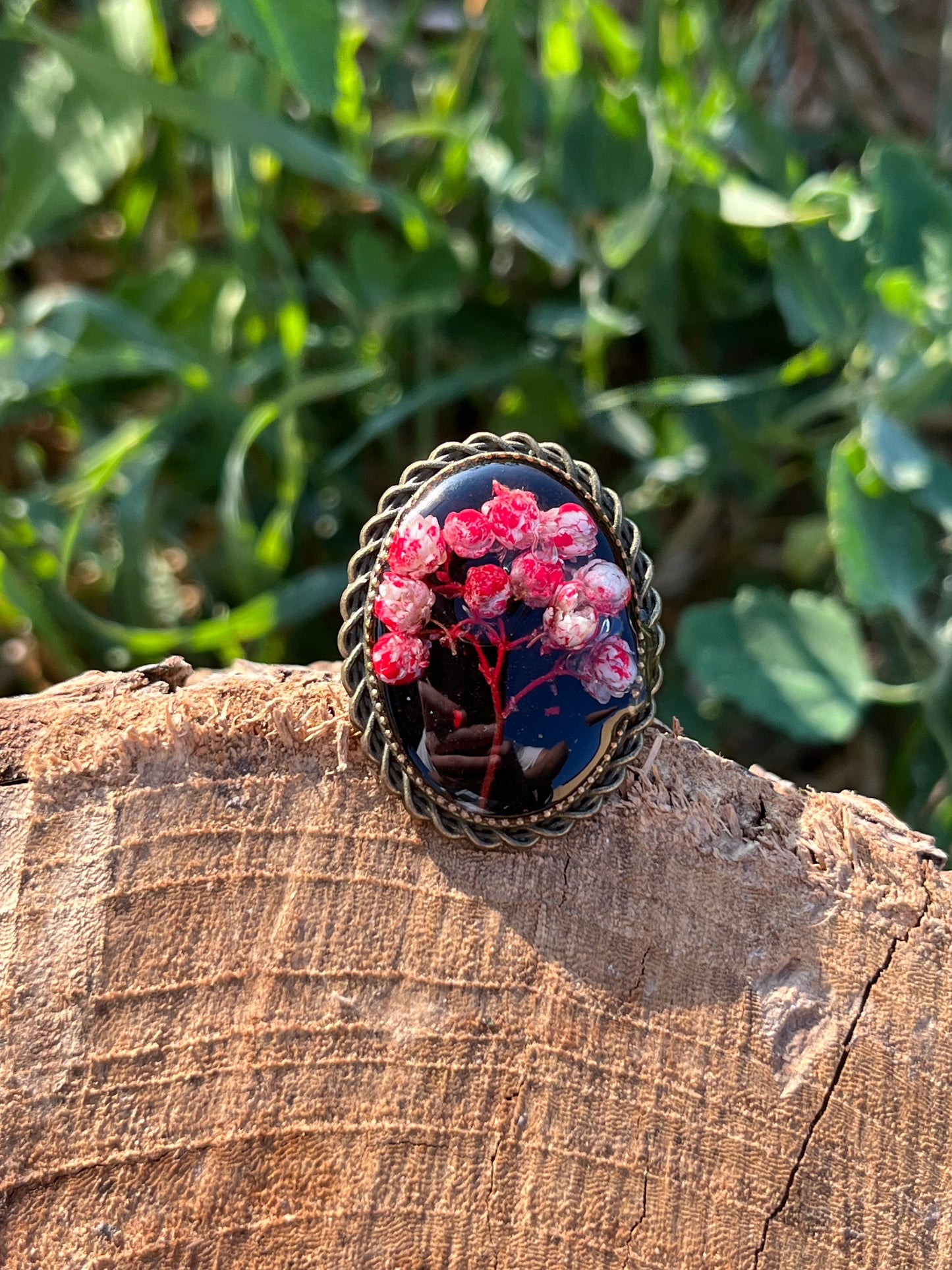 Vintage Dry Flower Resin Ring