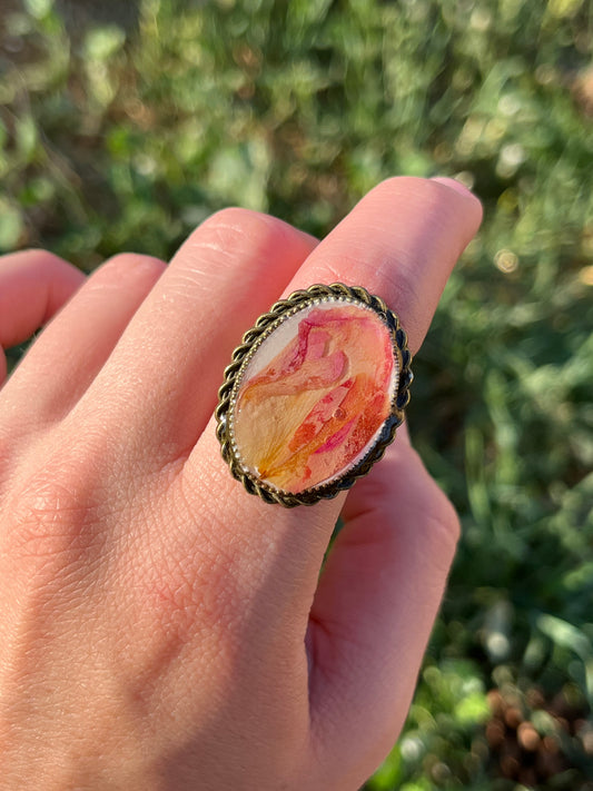 Vintage Dry Flower Resin Ring