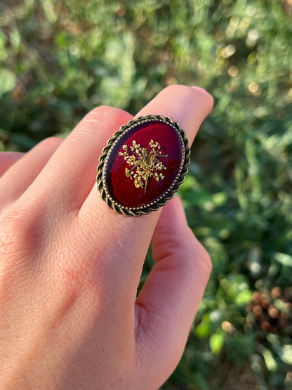 Vintage Dry Flower Resin Ring