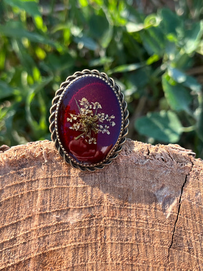 Vintage Dry Flower Resin Ring