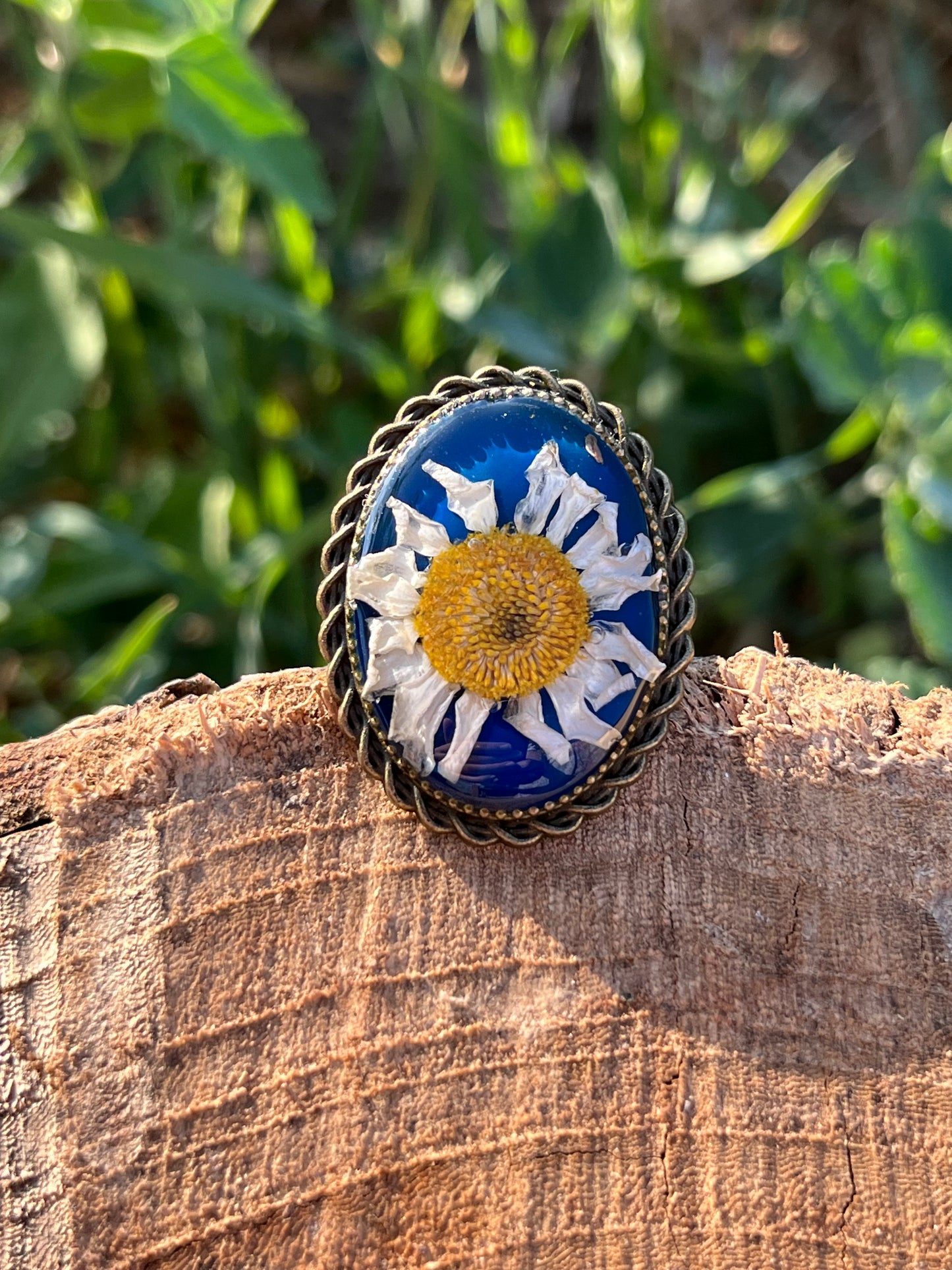 Vintage Dry Flower Resin Ring