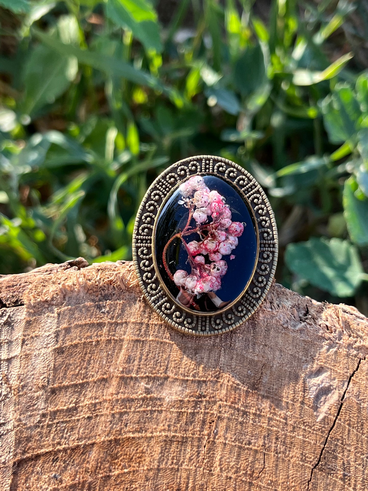 Vintage Dry Flower Resin Ring