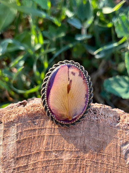 Vintage Dry Flower Resin Ring