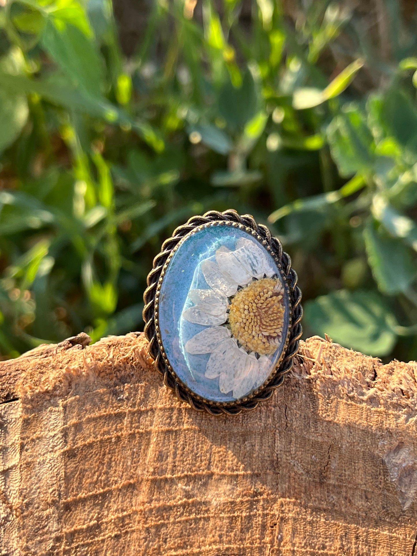 Vintage Dry Flower Resin Ring