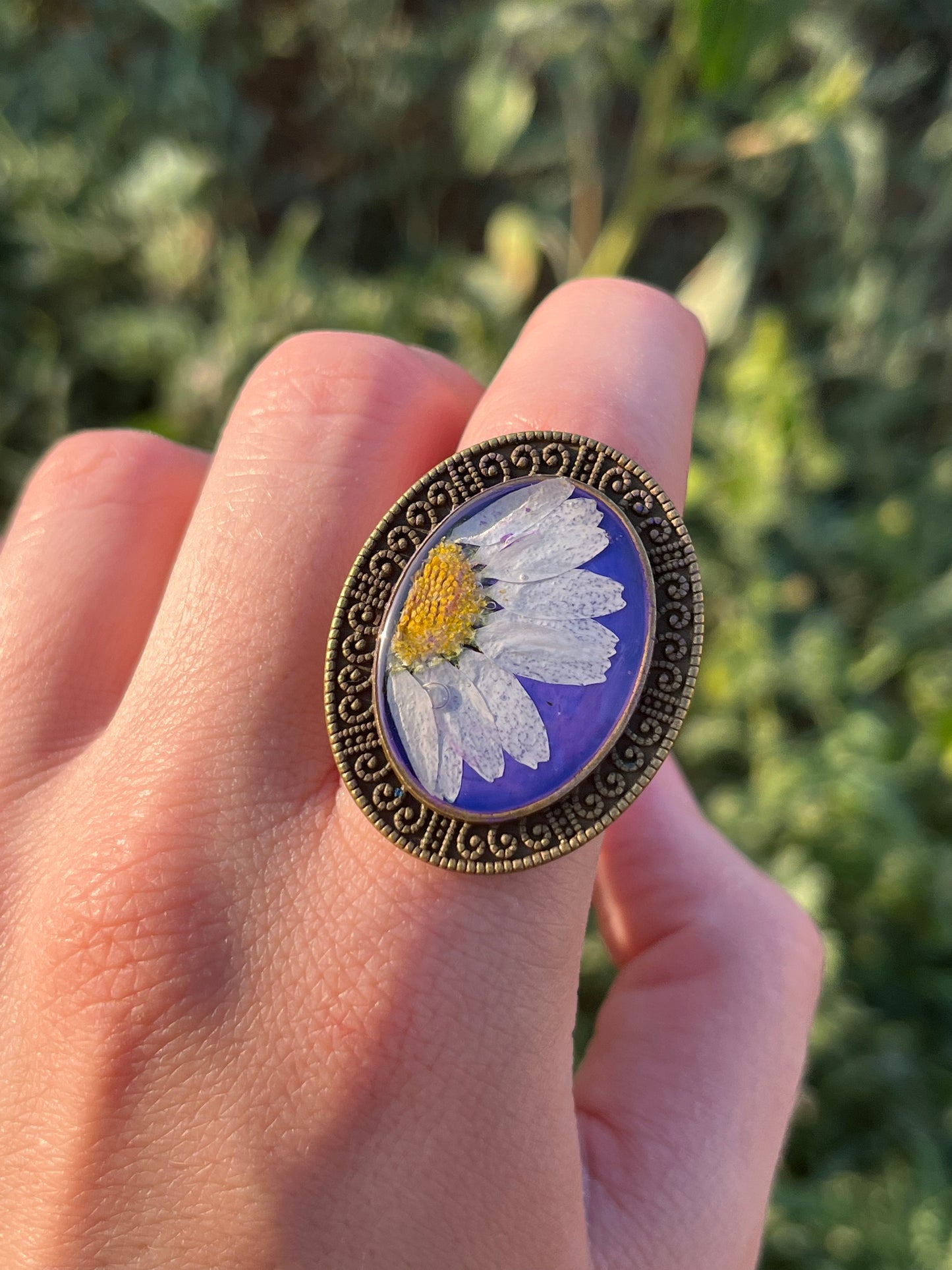 Vintage Dry Flower Resin Ring