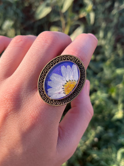 Vintage Dry Flower Resin Ring