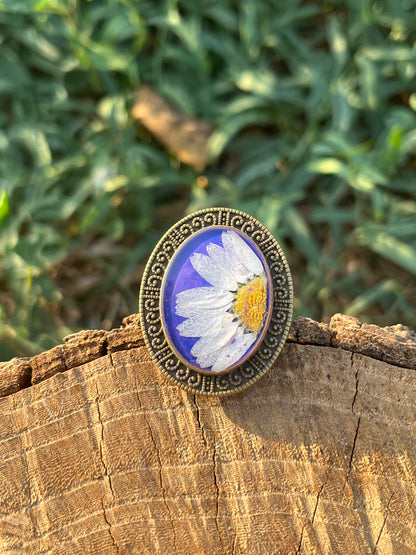 Vintage Dry Flower Resin Ring